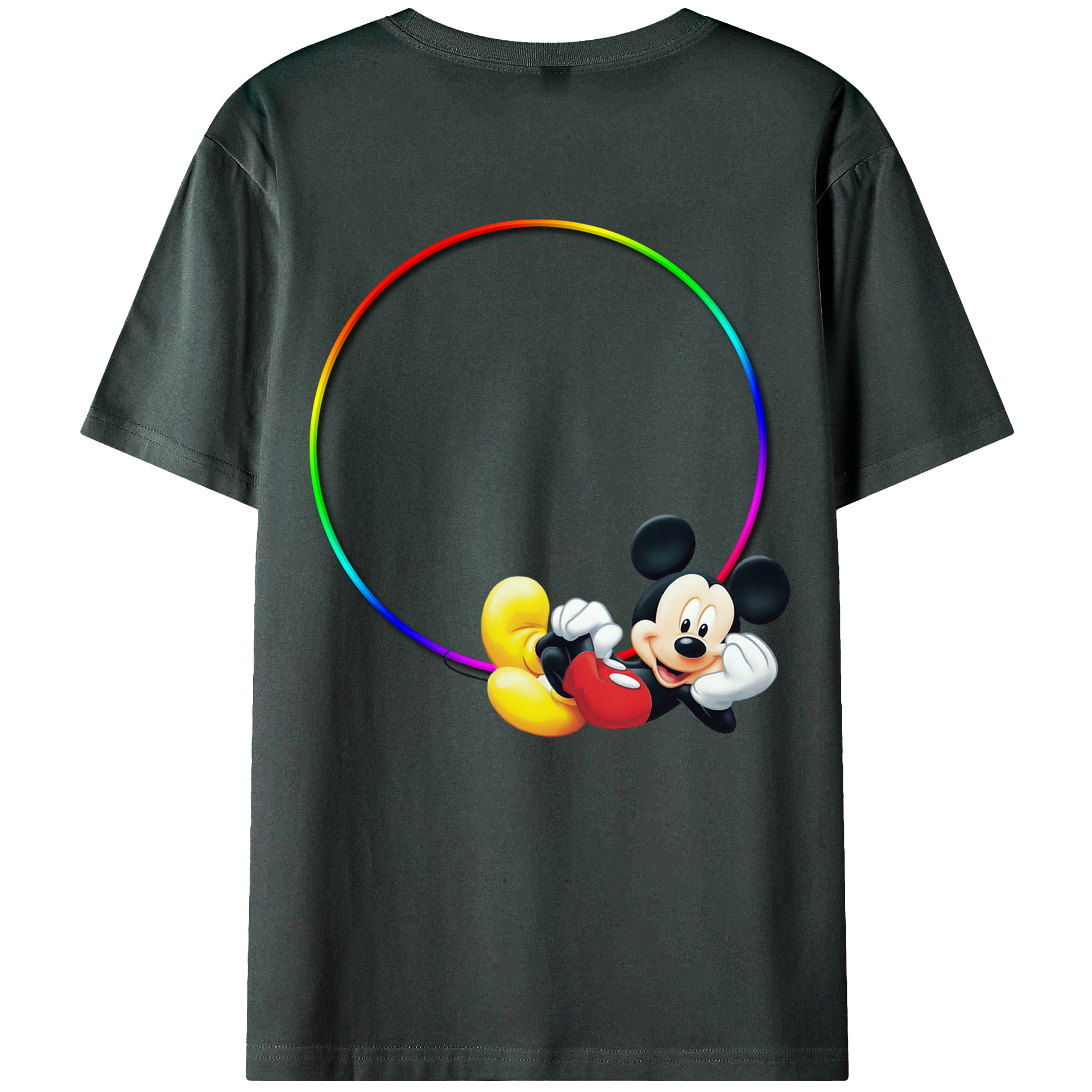 （画像用） ミッキーマウス Mickey Mouse 綿100％ メンズ半袖Tシャツ（バックプリント） 通気性